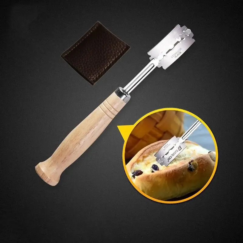 Специальный изогнутый нож для дуги хлеба с деревянной ручкой 5 шт. сменных лезвий