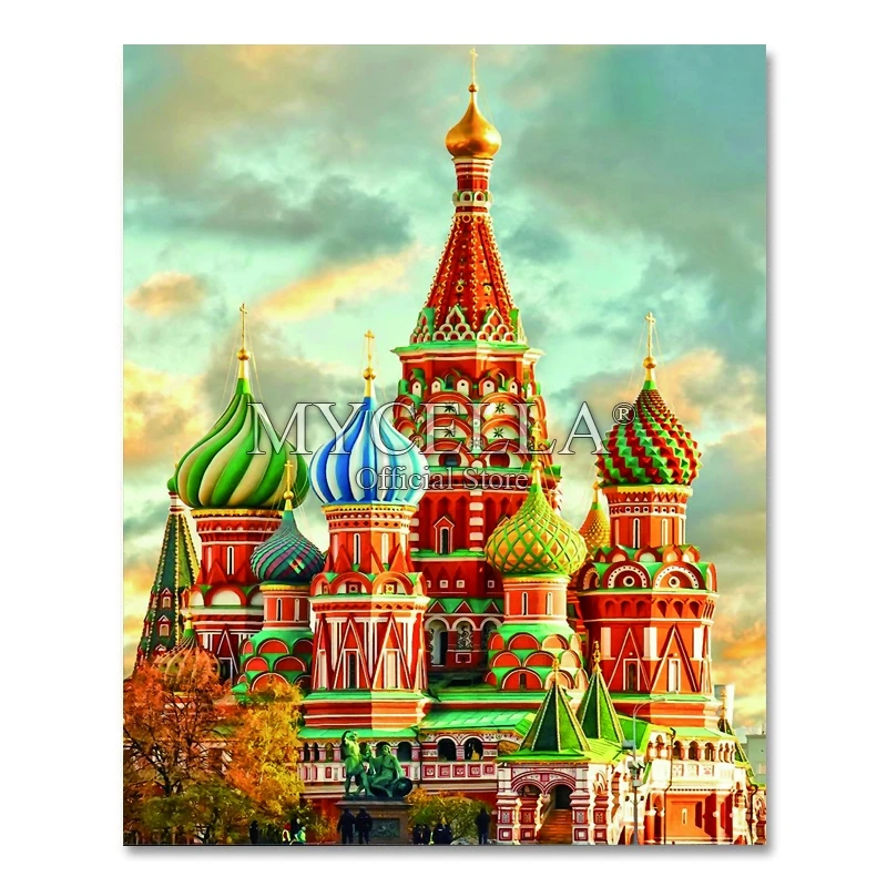 

Castle 5d Diy Diamond Paintings Cross Stitch Embroidery Mosaic Moscow Kremlin Pictures Full Rhinestones Wall Stickers Home Decor
