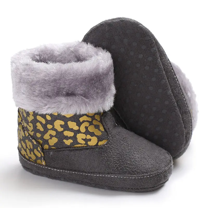 

Newborn Baby Kids Snow Boots Infant Toddler Girls Boy Keep Warm Fleece Snowfield Fleece Leopard Print Soft Soled Anti-skid Shoes