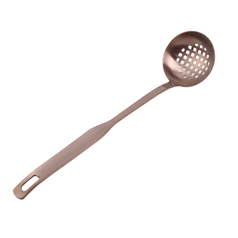 Rose Gold Colander Нержавеющая сталь половник ложка дуршлаг Комплект Высокое качество суповая ложка c длинной ручкой ложки из розового золота набор Кухня инструменты - Цвет: Rose Gold Colander