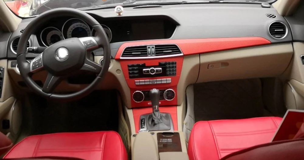 Для Benz C Class W204 2011-14 подкладке центральной Управление Панель дверная ручка 5 мм Углеродистой волокно наклейки стайлинга автомобилей аксессуары