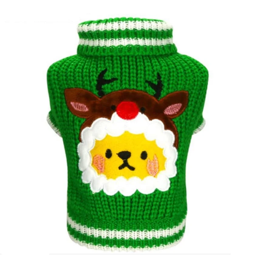 Green Reindeer Одежда для домашних животных, Рождественский Санта-стиль, свитер для собак, костюм кошки, джемпер, жилет, XXS, XS, s, m, l - Цвет: Green Reindeer