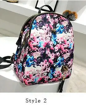 style 2 Цветочный Модный женский рюкзак высокого качества, Молодежные кожаные рюкзаки для девочек-подростков, женская школьная сумка через плечо, рюкзак mochila - Цвет: style 2