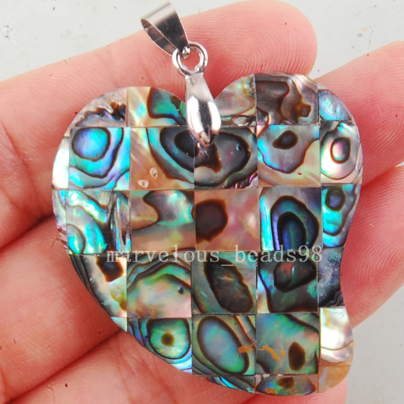 Бесплатная доставка, Красивые Украшения, 38x43 мм, в виде раковины в виде сердца, из Новой Зеландии, для женщин и мужчин, 1 шт., PC4212