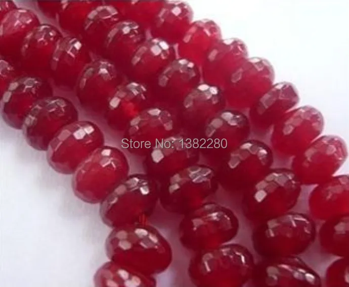 

! Wholesale 5x8mm Faceted Red Roundel Loose Beads chalcedony 15" 5 pcs/lot fashion jewelry JT6261