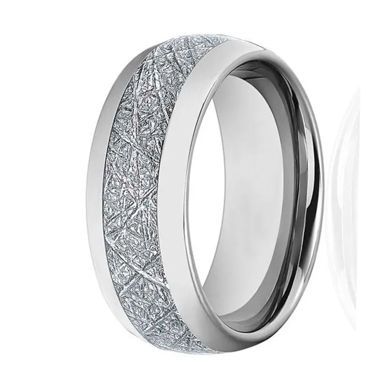 Fashion Jewelry 8mm Mens &amp Womens Tungsten Carbide Ring Meteorite Inlay Wedding Band | Украшения и аксессуары