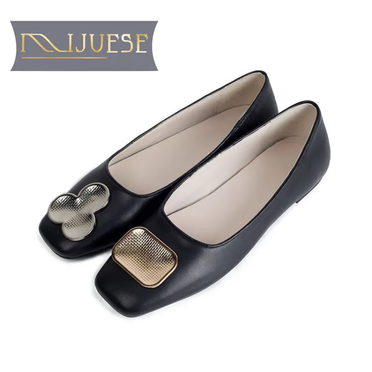 MLJUESE/Женская обувь на плоской подошве из мягкой овчины с металлическим