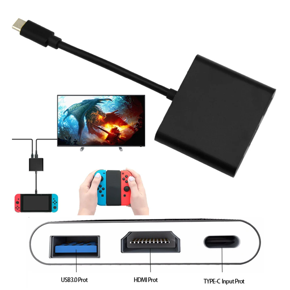 3 в 1 Type C к HDMI/USB 0/Type конвертер адаптер ТВ цифровой 4K 1080P видео для Nintendo