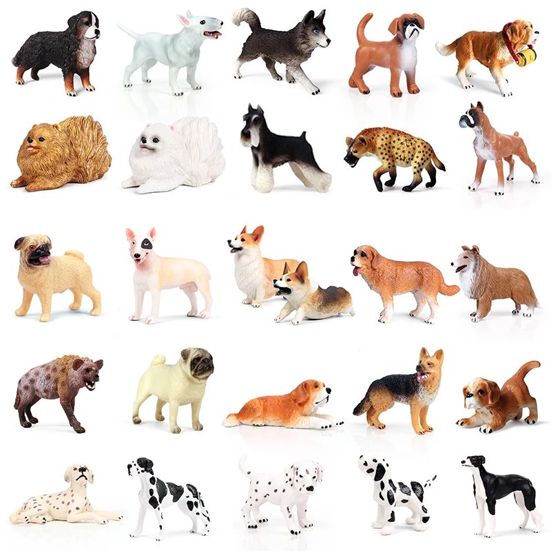 Simulation Action Figures Small Mini Family Animal Cute Pet Dog Model Collectible Doll Decoration Figure For Kid Children's Gift