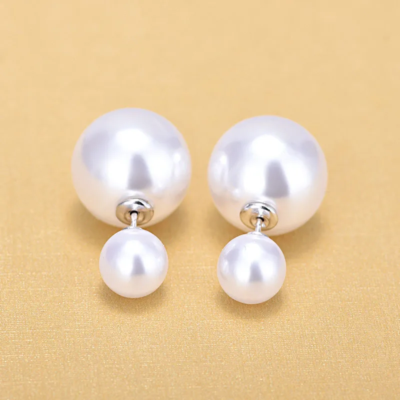 

Double Side Round Simulated Pearl Wedding Stud Earrings For Women Jewelry 2022