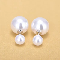 double side round simulated pearl wedding stud earrings for women jewelry 2022