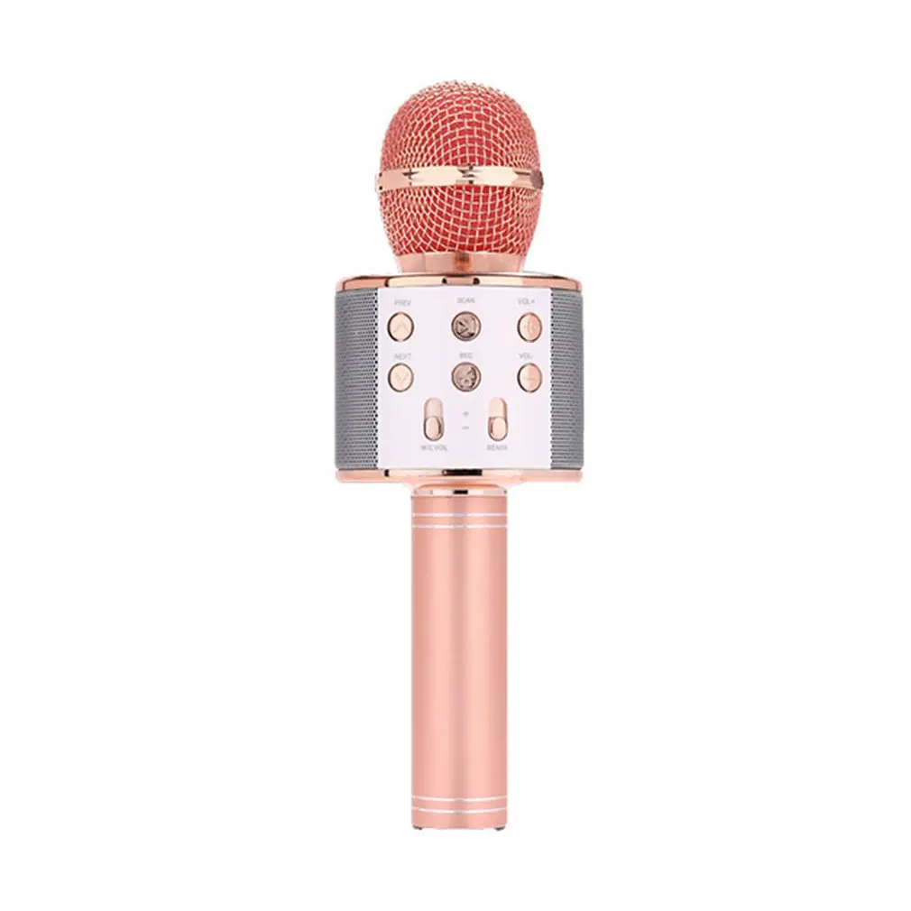 rose gold Профессиональный Bluetooth беспроводной микрофон динамик ручной микрофон караоке микрофон музыкальный плеер для вокала, с рекордером KTV микрофон - Цвет: rose gold