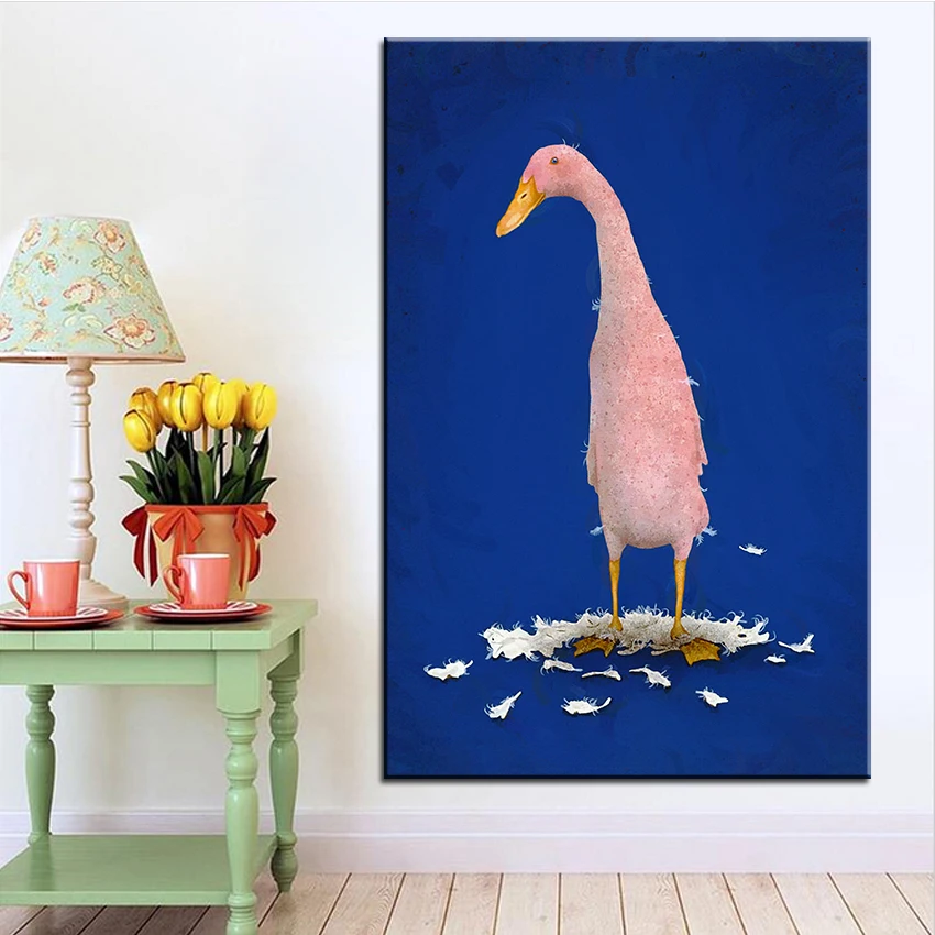 Большой размер Печать масляной живописи Лиственные утки настенная живопись