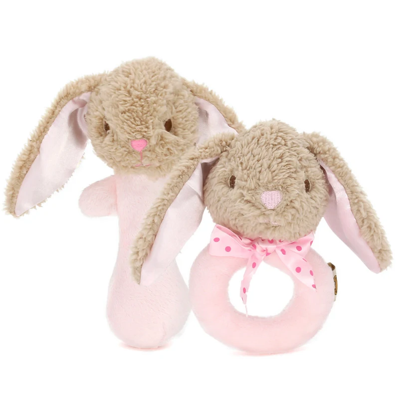 pink rabbit 2pcs set Muslinlife детские погремушки-мобильные телефоны милые детские игрушки Мультяшные животные ручной Колокольчик погремушка мягкий малыш Oyuncak плюшевые Bebe игрушки 0-12 месяцев - Цвет: pink rabbit 2pcs set