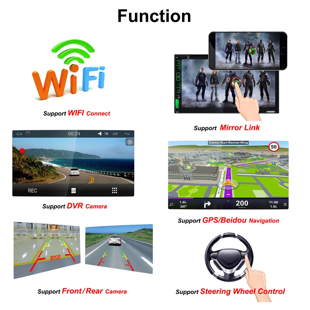 Автомагнитола с сенсорным экраном 7 дюймов 2 Din GPS Android автомобильный DVD двойной