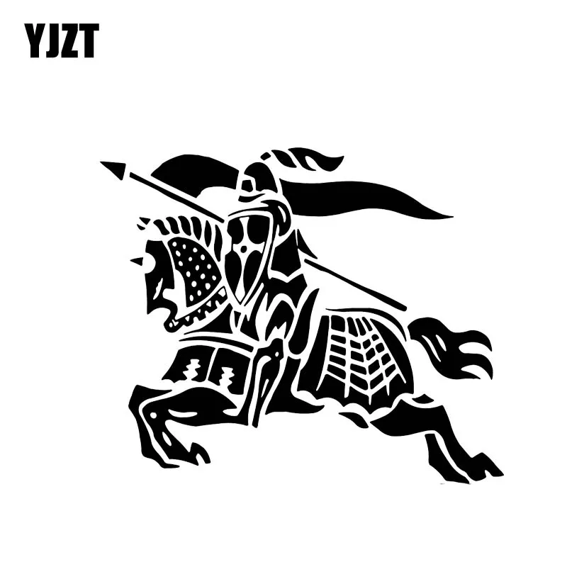

YJZT 16.5*13.8CM Rider Fighting Assualting Warrior Car Sticker Black/Silver Covering The Body Soldier Decal Vinyl C21-0143