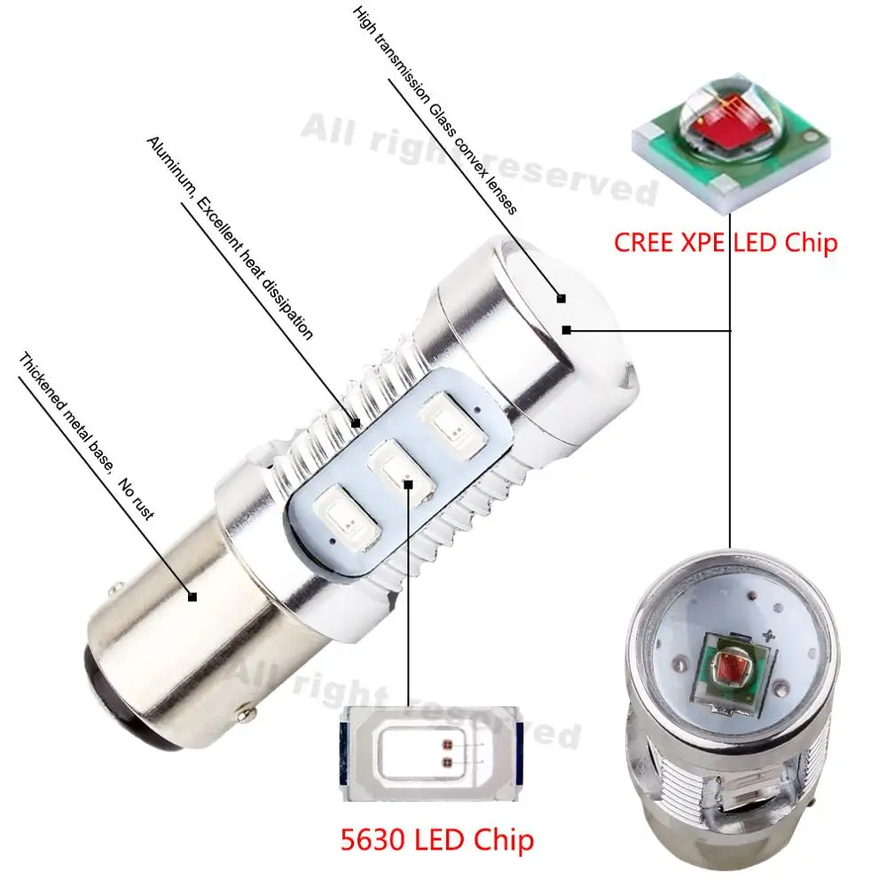 2pcs 1157 BAY15D LED Bulbs 12SMD 5630 Chips P21/5w led Lamps For Brake Lights High Power Car Bulb White Red Yellow Auto 12V | Автомобили и