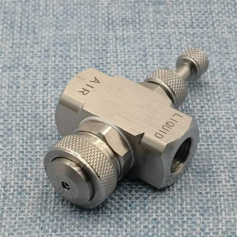 Stainless steel two-fluid adjustable atomized nozzle water-gas mixing micro-atomized fan-shaped cone siphon air atomizing | Дом и сад