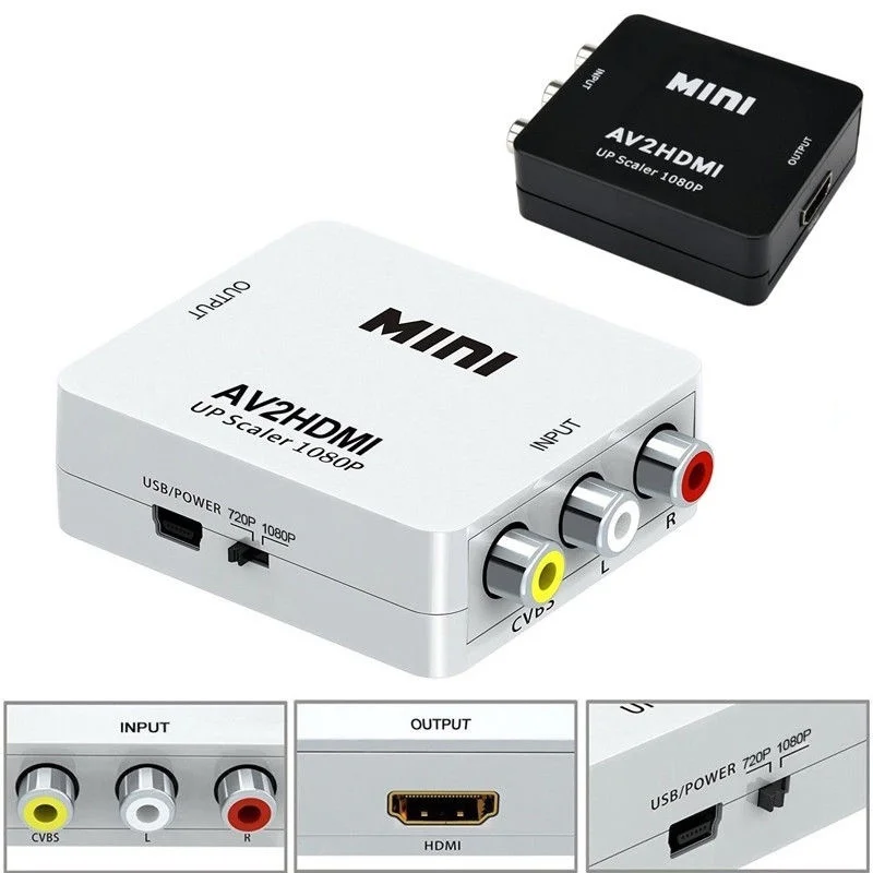 1080 P HDMI Интерфейс к RCA К AV AV2HDMI Мини преобразователь сигнала мини HD Video Converter Box |