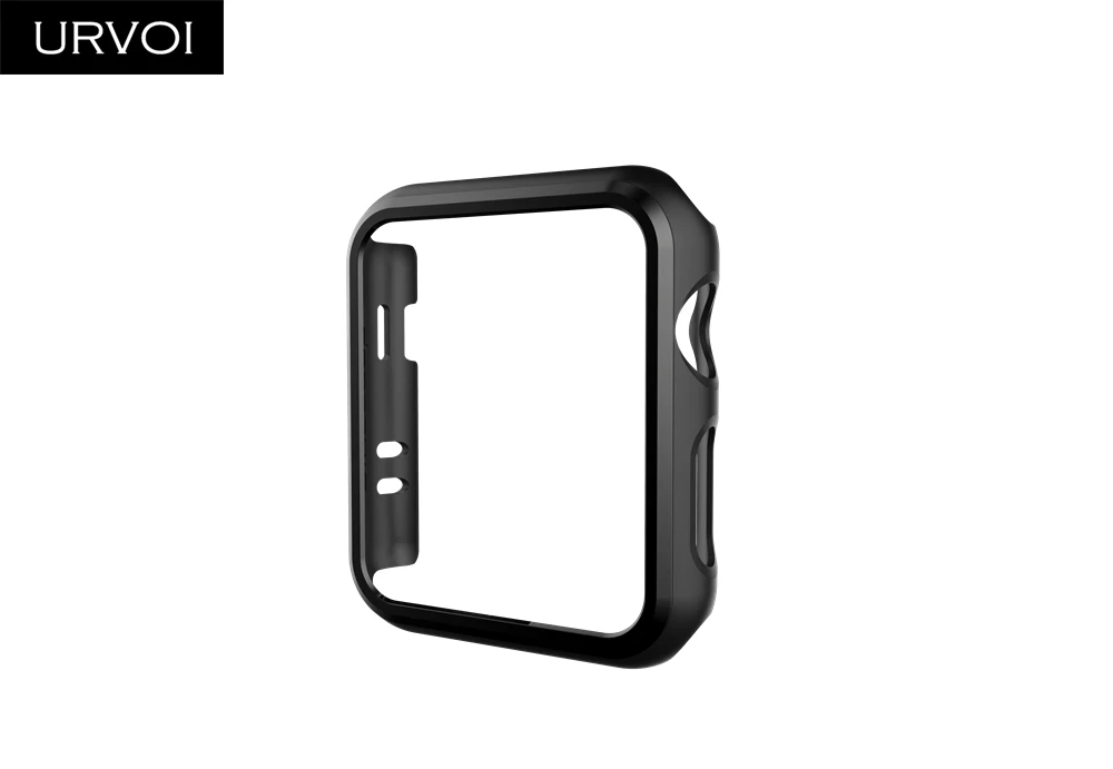 Black Чехол URVOI для apple watch series 5 4 3 PC, чехол на ремешке, тонкий защитный чехол для iWatch, классический дизайн, пластиковая черная рамка, 38, 42 мм - Цвет: Black