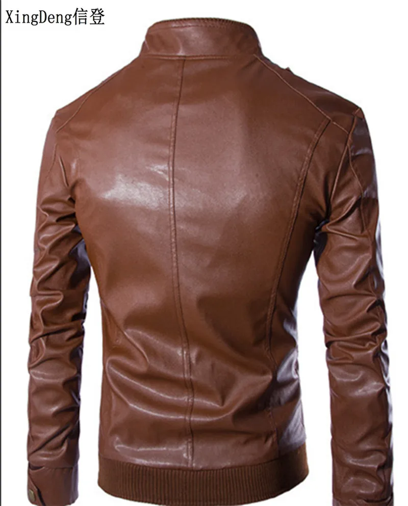 XingDeng Motorcycle Leather fashion Jackets Men Business Casual outdoors Coats top Clothing Bomber Jacket Male | Мужская одежда