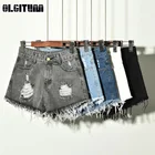 Женские джинсовые шорты с дырками, Асимметричные шорты с кошачьим венчиком и высокой талией, белые шорты, черные шорты, Новинка лета 2020, PT387