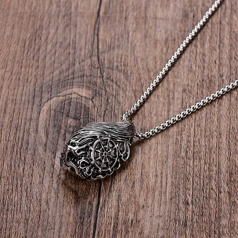 ZFVB Vintage Kind Evil Half Buddha Demon Face Necklace Hiphop Rock Design 316L Stainless Steel Punk Pendant Necklaces For Men | Украшения и