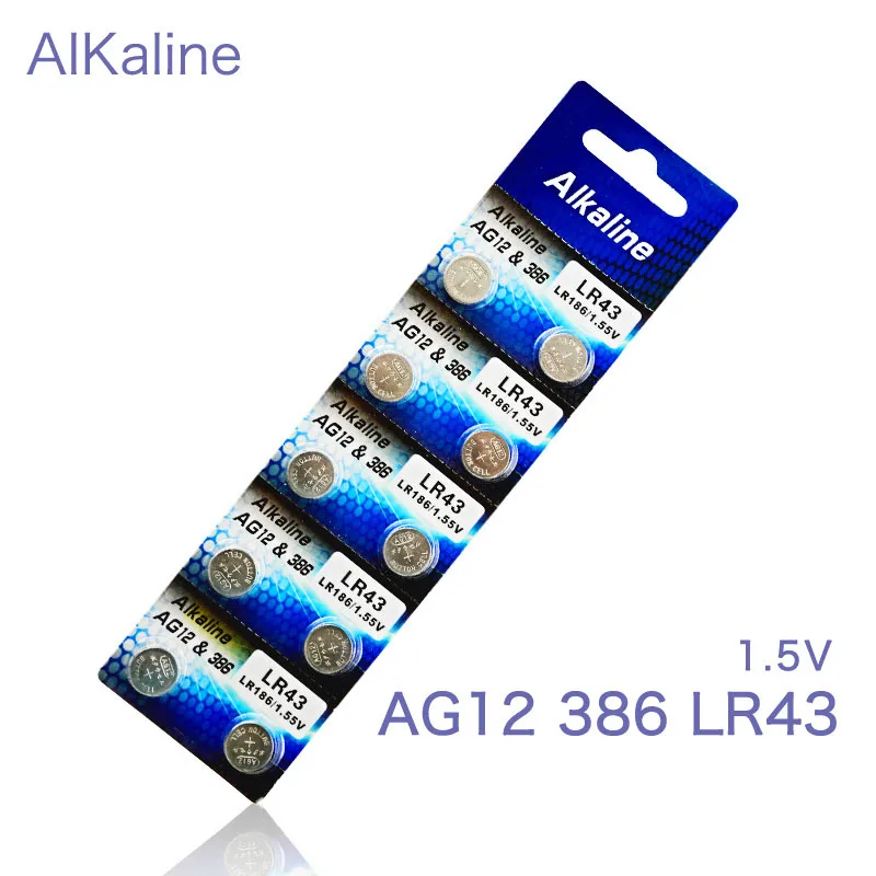 10 шт./лот 1 карта LR43 AG12 батарея для монет 386A SR43 186 LR1142 55 в электронные Литиевые