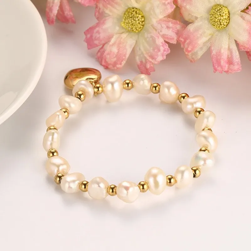 Женский браслет с подвеской в виде сердца и пресноводным жемчугом|bracelets for|freshwater