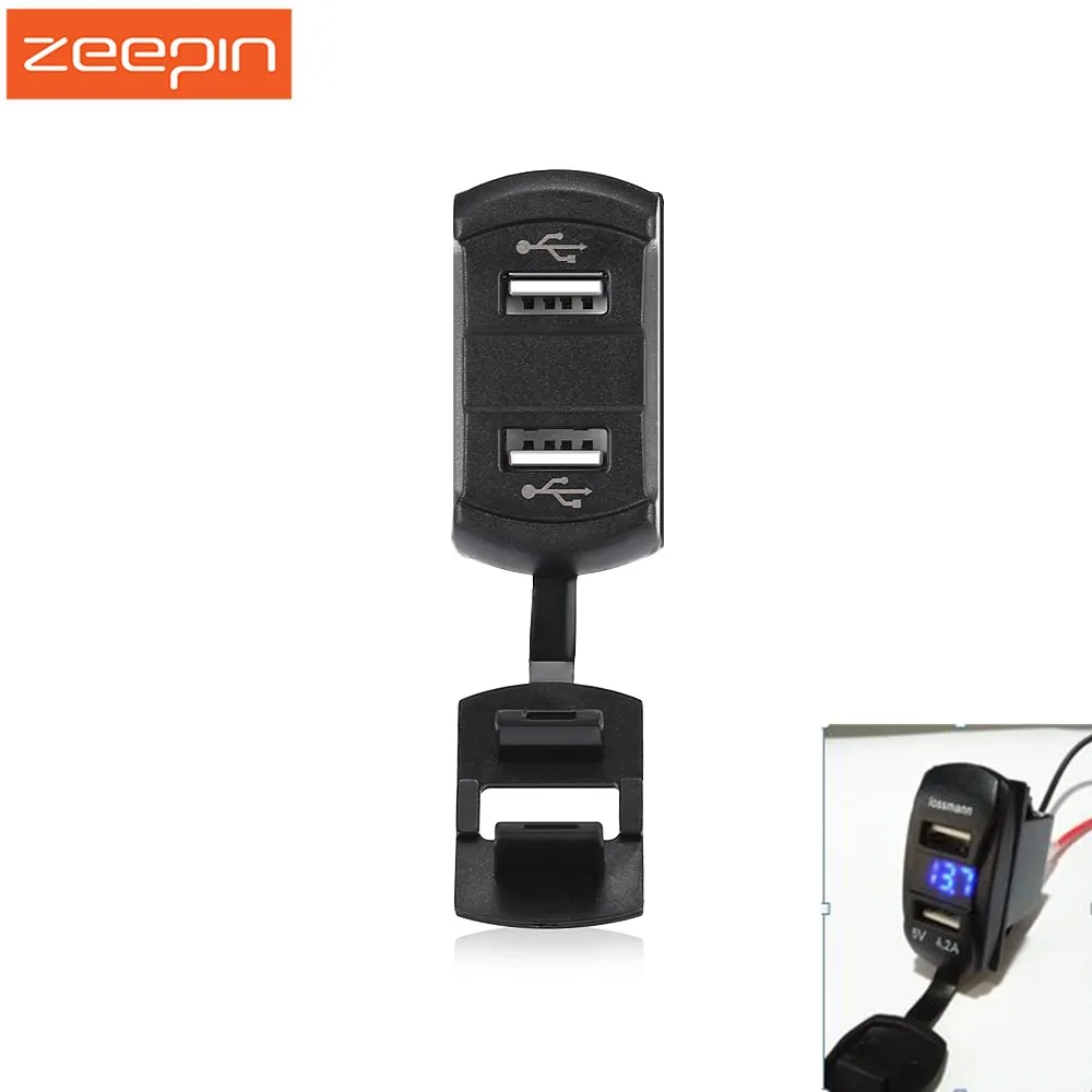 Zeepin 4.2A два USB автомобиля 12 V с Зарядное устройство синий светодиодный индикатор