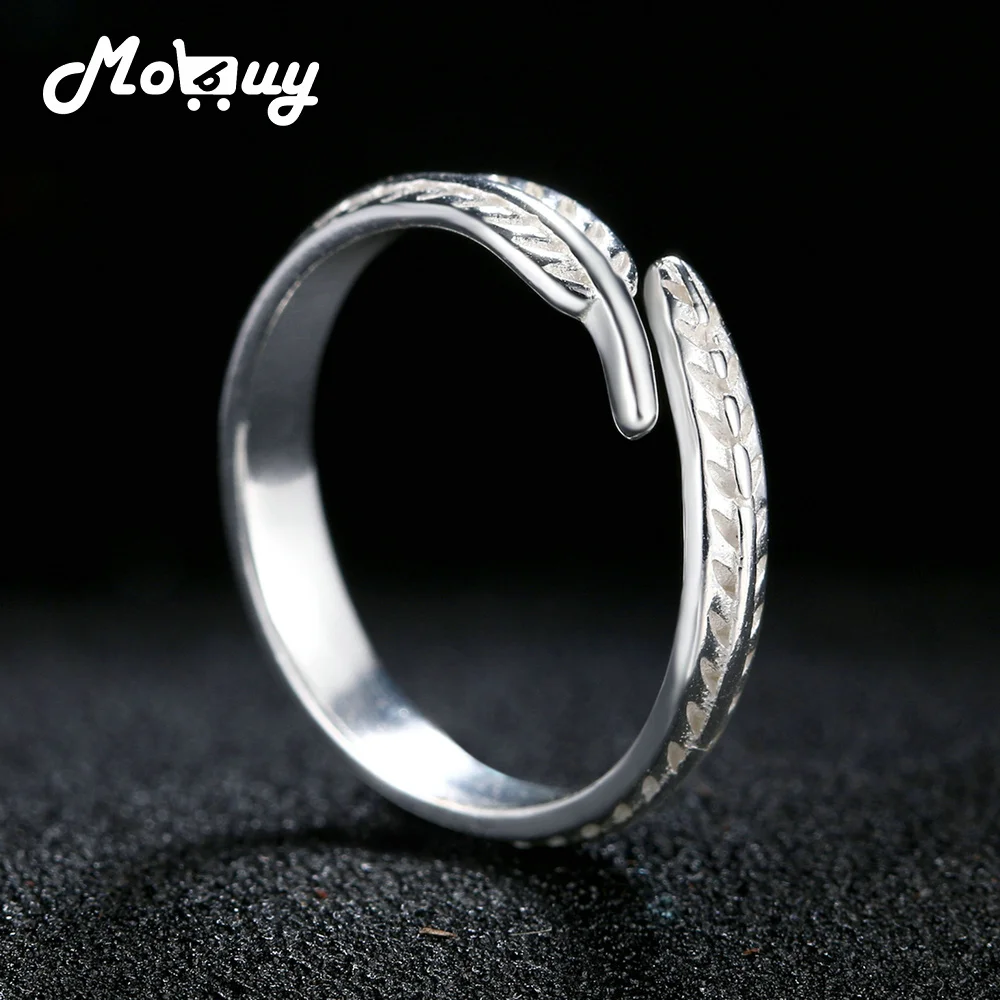 MoBuy Romantic Feather Adjustable 100% 925 Sterling Silver Rings For Women Wedding Bands Fine Jewelry MBRY049 | Украшения и