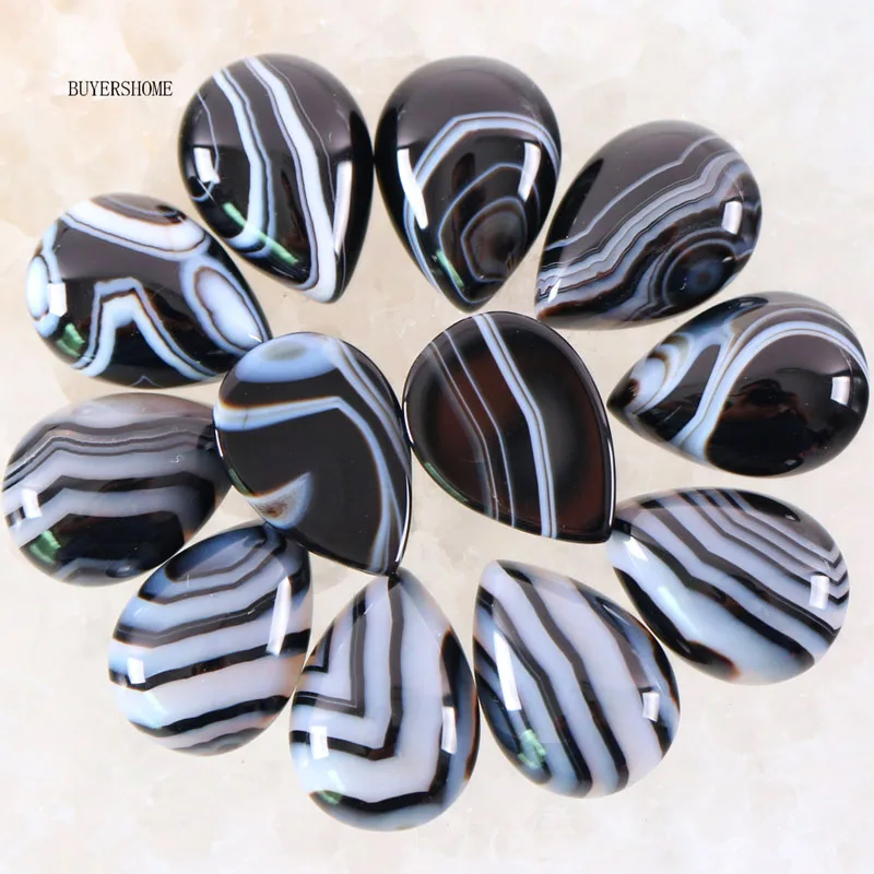 Black Veins Onyx 18x13 мм капли воды Многоцветный натуральный камень Бусины Howlite Lapis Кристалл Опал песчаник оникс, сердолик кабошон 10 шт - Цвет: Black Veins Onyx