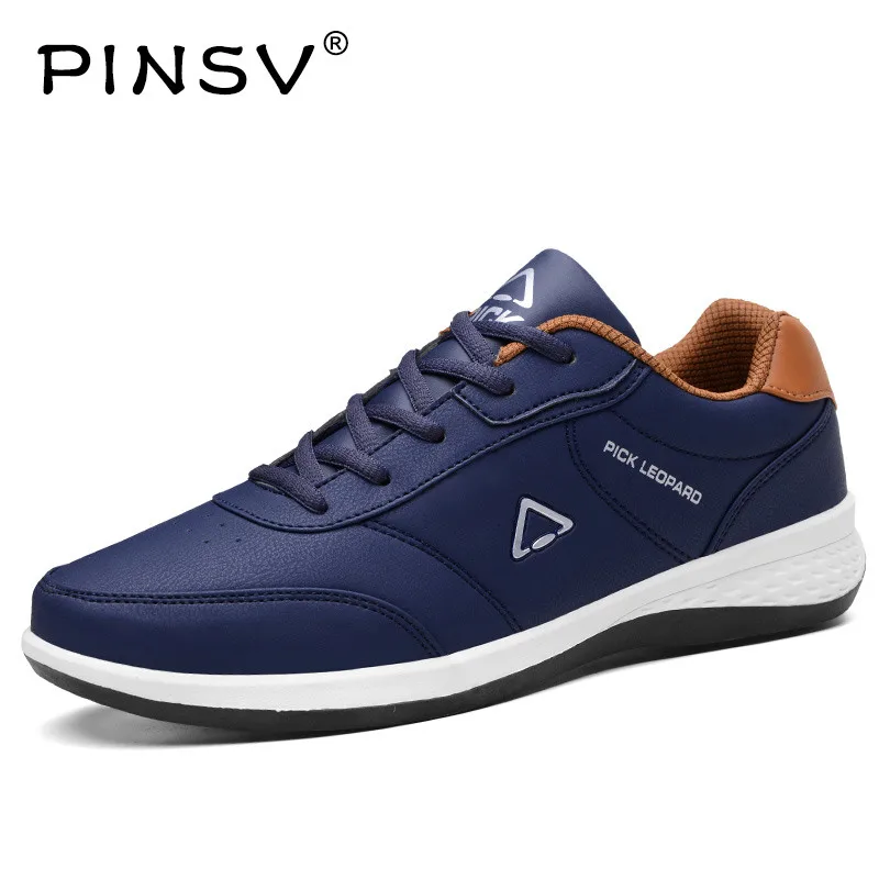 PINSV PU Leather Shoes Men Sneakers Mens Casual Loafers Black Autumn Sapato Masculino Chaussures Homme | Обувь