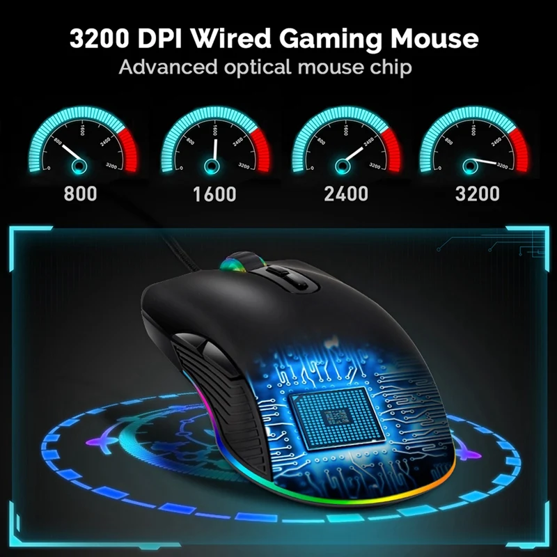 Кабель type-C мышь 800-3200 точек/дюйм Проводная Rgb подсветка игровые мыши для Apple Macbook Pro