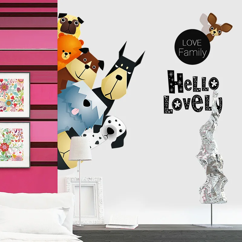 3D наклейка на стену с милыми животными из мультфильма собака сделай сам для