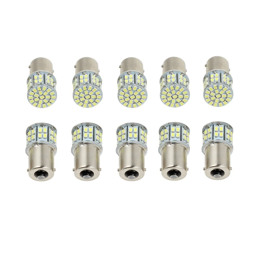 Autoutlet 10 шт для 1156 SMD светильник 6000-7000k 50 SMD светодиоды BA15S яркий 1156 тормоз заднего хода светильник лампочки глобуса лампы 12V 3W