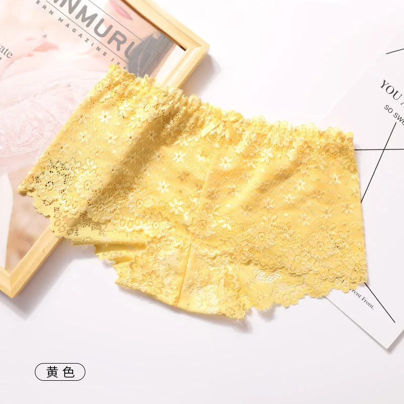 yellow Женское нижнее белье, сексуальные кружевные трусики, бесшовные трусики, женские прозрачные трусики, кюлот, нижнее белье-шорты, новинка, для женщин размера плюс - Цвет: yellow