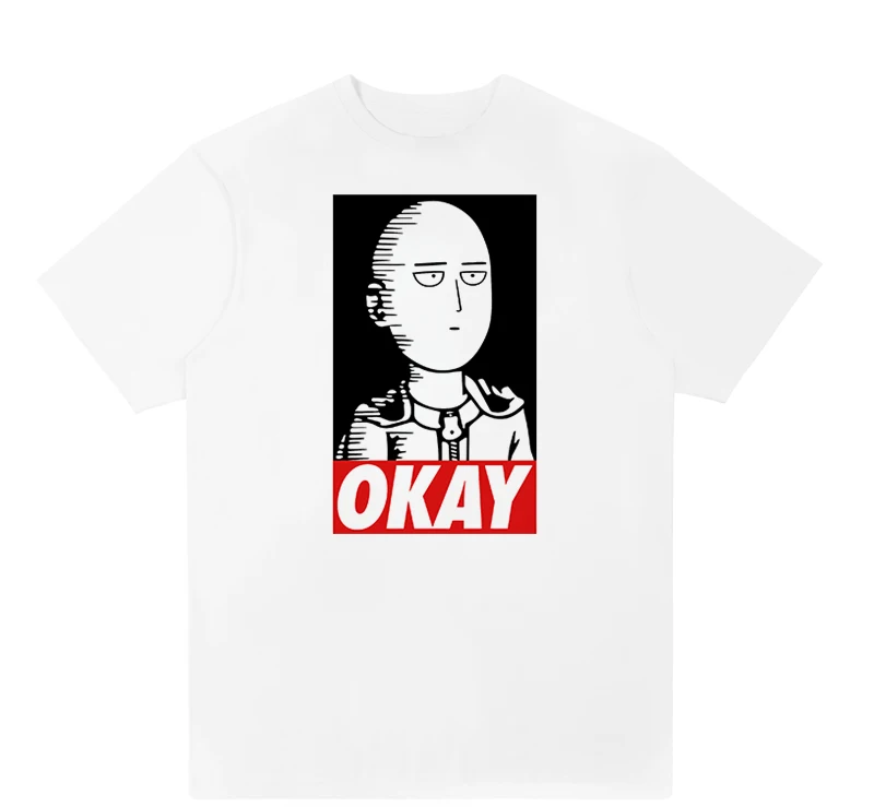 Saitama Oppai Футболка мужская футболка с героями One Punch Man Мужская принтом OKAY 2018 модные