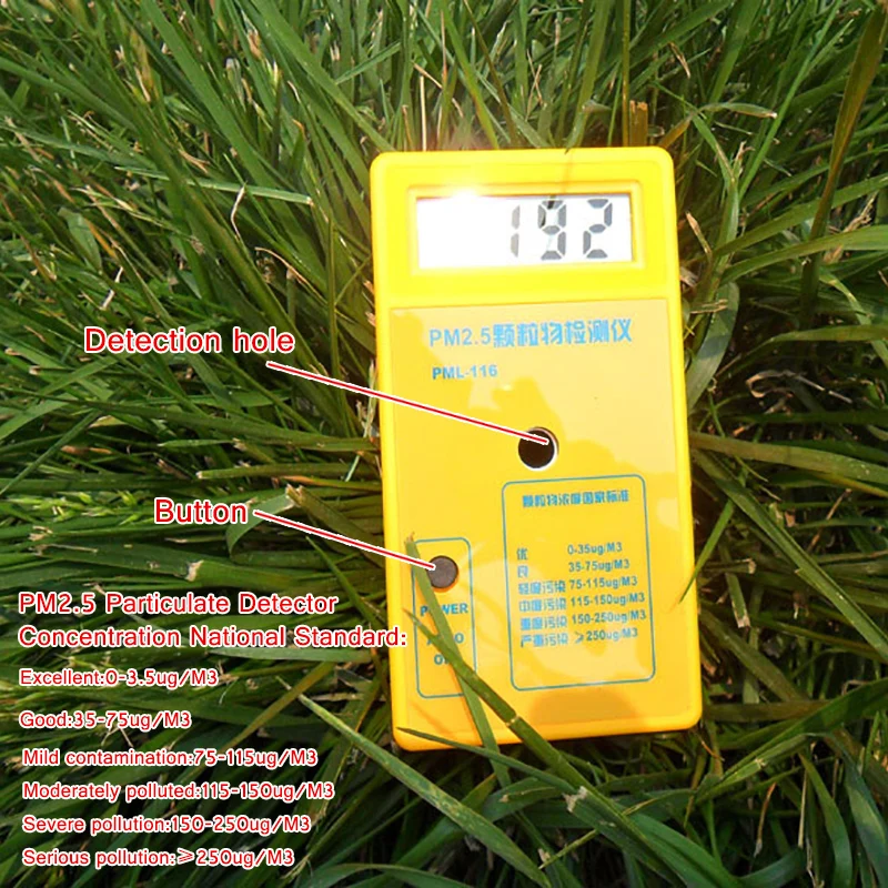 PM2.5 Detector Portable Air Quality Monitor with 9Vbattery for Sharp Sensor Particle Concentration LCD Display Analyzer | Инструменты