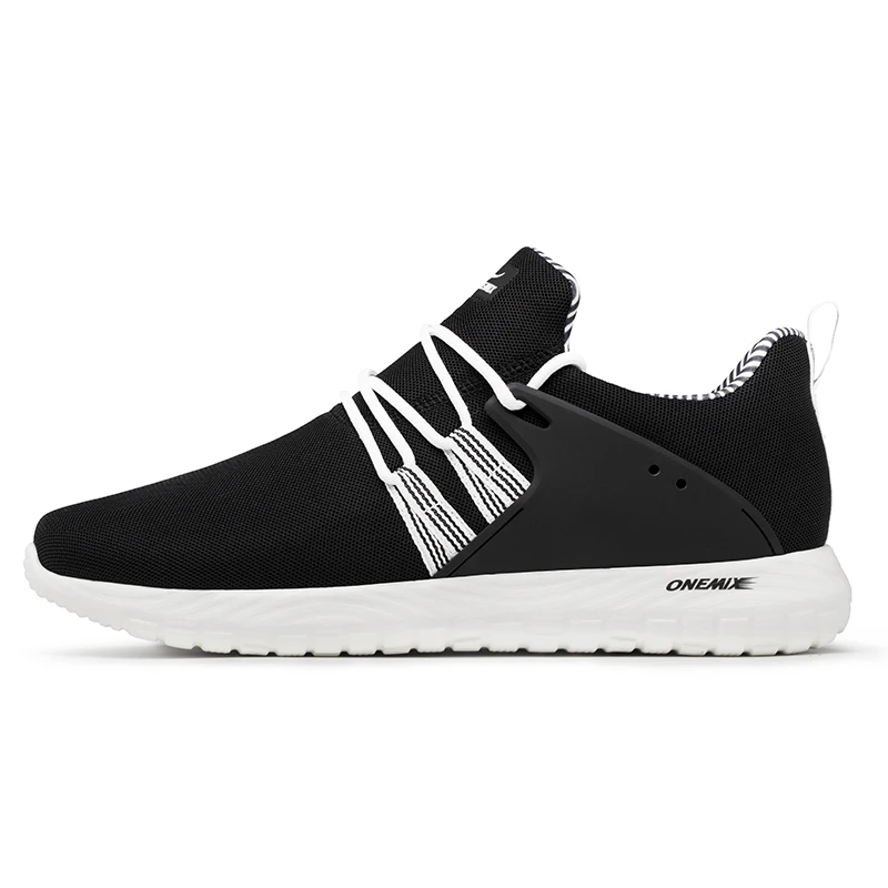 white black Onemix мужские спортивные туфли ; обувь с вырезами; летние Ультра Тонкий Push Up светильник амортизатор Летающий вязанные спортивные туфли открытые туфли для бега трусцой - Цвет: white black