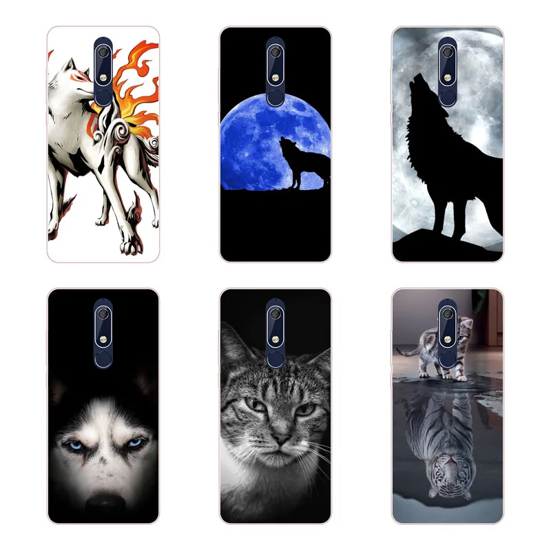for nokia 5.1 Case Silicon tigon beast Painting Soft TPU Back Cover Protect Phone cases shell |