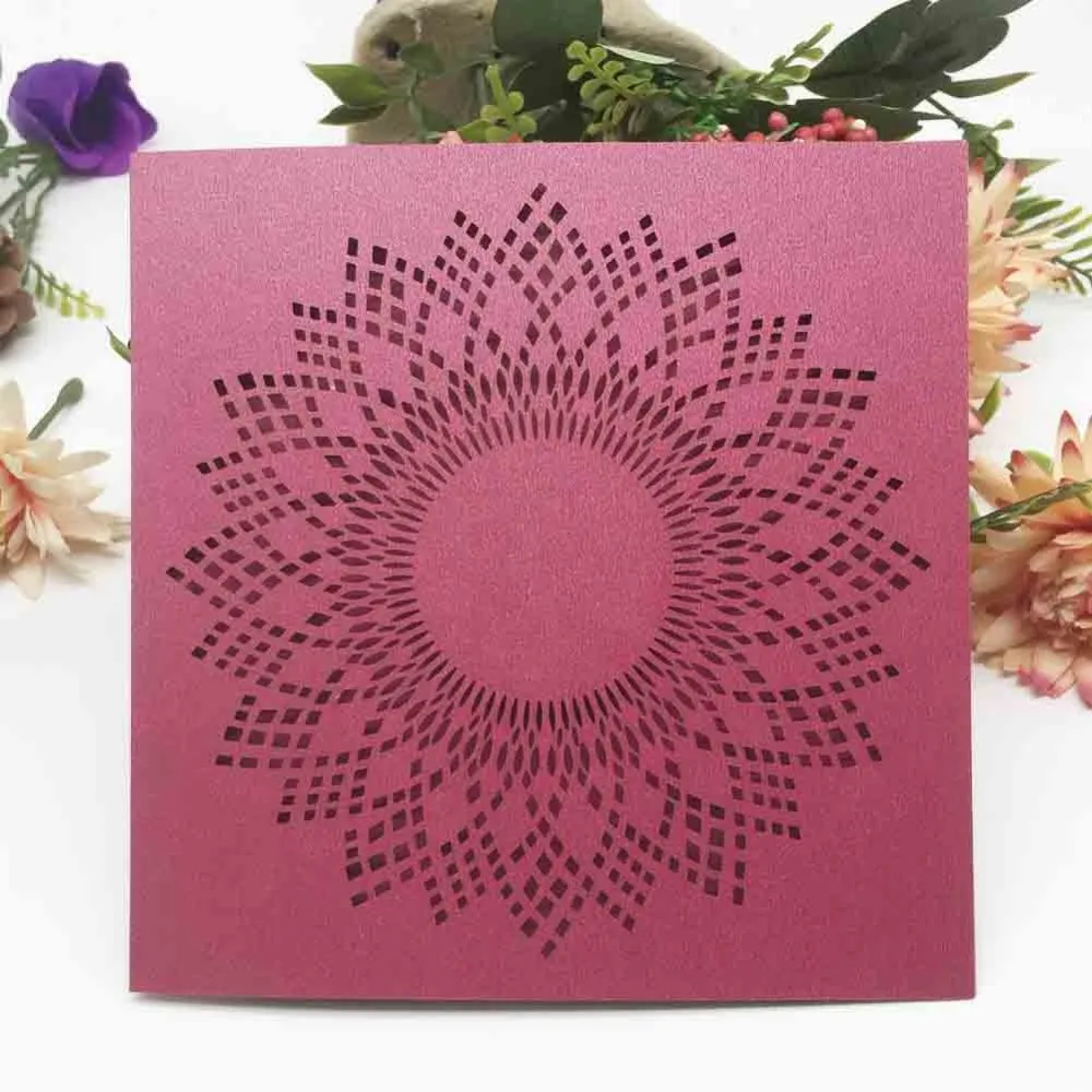 50Pcs/Lot Wine Red color Laser Cut Pearl paper Wedding Invitations Cards Birthday Party Blessing Greeting Card | Дом и сад