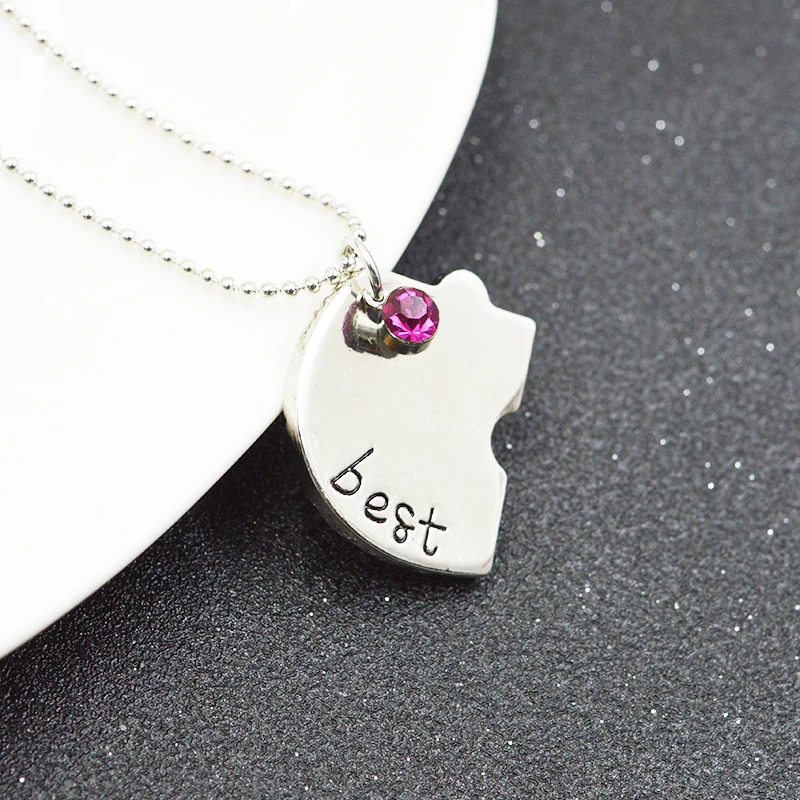 Fashion 4 pcs/set Best Friends Forever And Ever Pendant Bead Necklace Split Heart Rhinestone BFF Choker Jewelry For Women Girl | Украшения