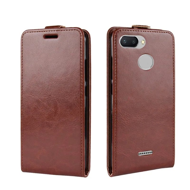 For Xiaomi Redmi 6 Case Flip Magnetic Up Down Vertical PU Leather Card Slots Full Protect Soft TPU Phone Cover | Мобильные телефоны