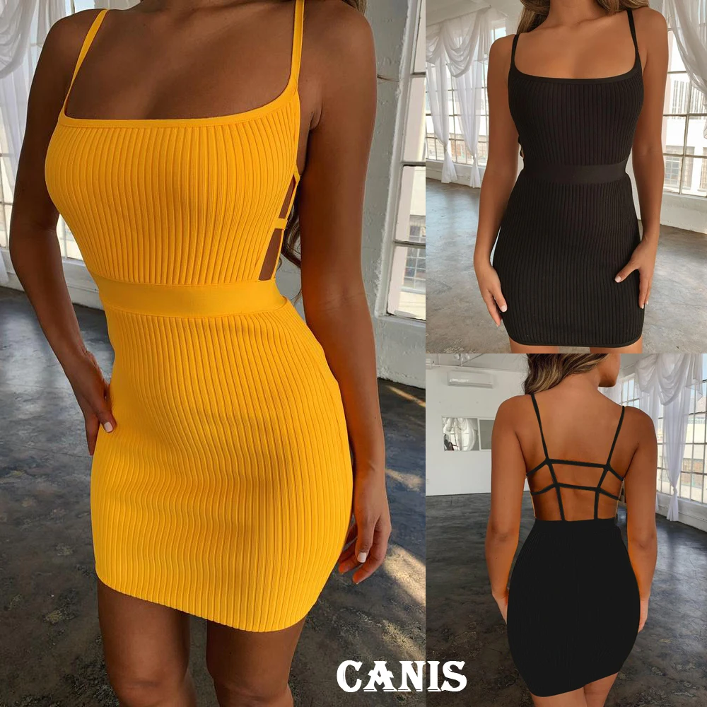 2019 Sexy Women Ladies Bodycon Evening Party Short Mini Dress Backless Summer Sleeveless Dresses Solid Clubwear | Женская одежда