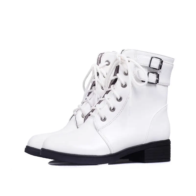 

ASUMER NEW 2020 buckle ankle boots for women solid simple autumn winter boots round toe high quality pu fashion boots size34-43