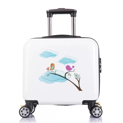 16 inch square white Klqdzms 16/20/24 дюйма ПК скользящий Чемодан Spinner Марка чемодан на колесиках для путешествий чемодан Мода Мультфильм Чемодан серии - Цвет: 16 inch square white