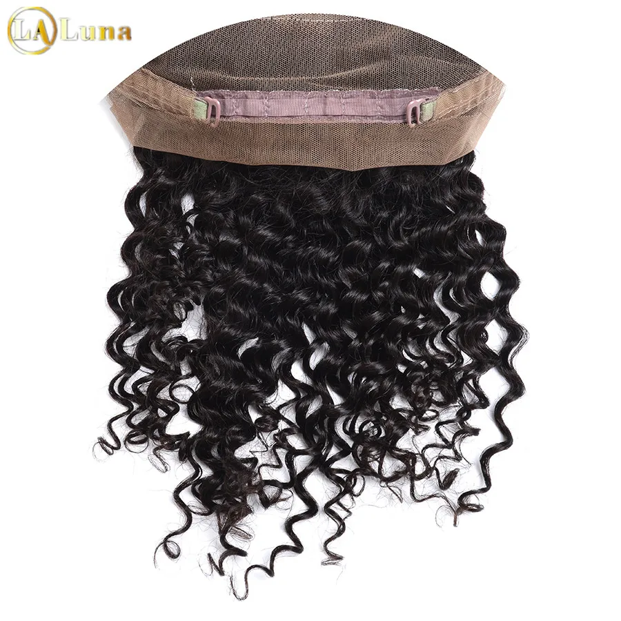 Brazilian Virgin Hair With Closure 7A Lace Frontal Bundles Deep Wave 360 Band |