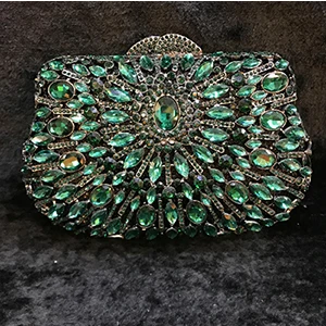 

Fully Crystal Women Metal Evening Clutches Bags blue Bridal Wedding prom Handbags cocktail Purse Party Dinner banquet Clutch Bag