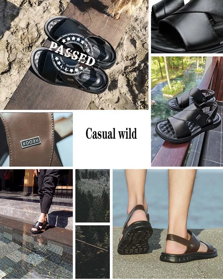 Leather Men's Sandals Summer Sandals Dual-use Men's Casual Cool Shoes First Layer Leather Men's Breathable Sandals And Slippers